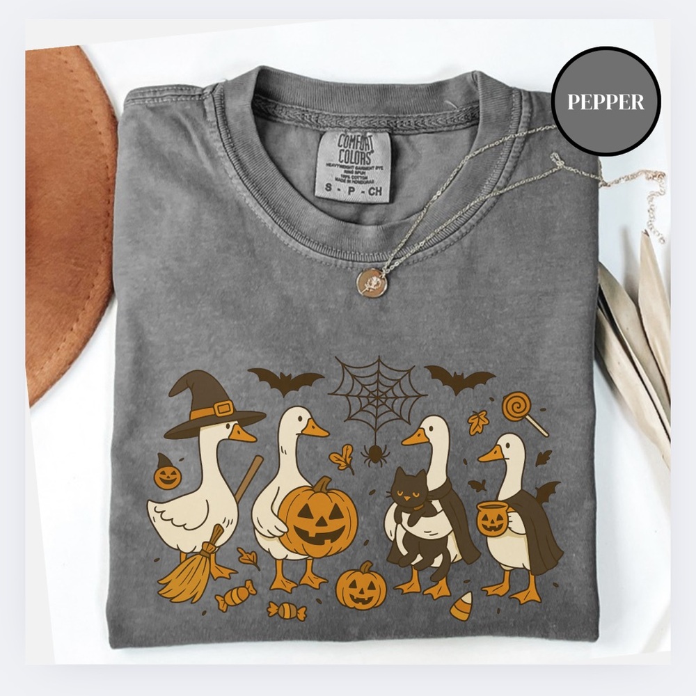 NEW Cute Halloween Geese Comfort Colors Graphic Tee, Oversized Shirt S-3X